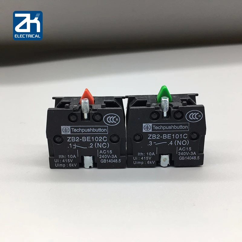 

10pcs Xb2 Push Button Switch Zb2be102c(nc) Contact Block Zb2-be101c (no)