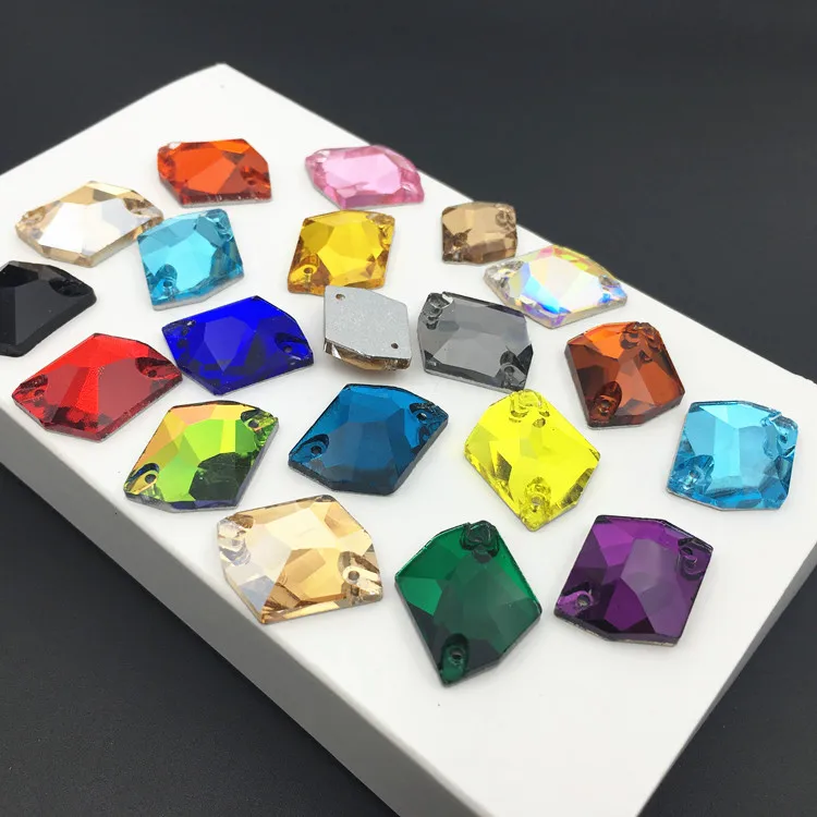 Cosmic Sew On Rhinestone Glass Crystal 9x12mm 11x14mm 14x17mm 16x21mm  All Colors Flatback 2holes Sew-on stone For Dress Making