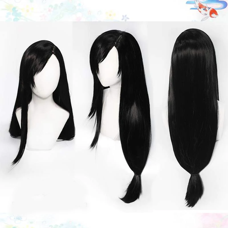 Final fantasia ff7 perucas tifa lockhart peruca 100cm preto em linha reta lado de separação estilo cabelo sintético cosplay peruca + peruca boné