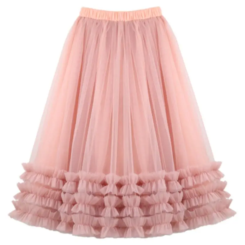 2020 Toddler Teen Girl Clothes Children Tutus Girls Fluffy Tulle Tutu Skirts Mesh Ball Gown Kids Party Dance Long Cake Skirt