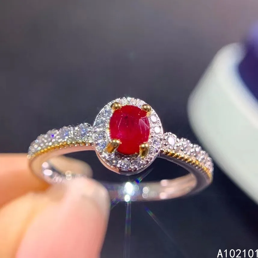 

KJJEAXCMY fine jewelry S925 sterling silver inlaid natural ruby new girl classic adjustable ring support test Chinese style