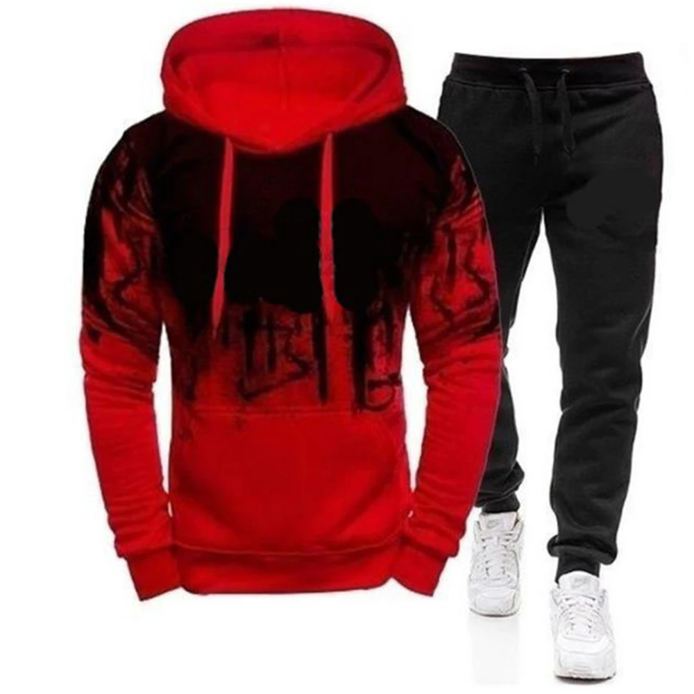 Casual Tracksuit Men 2 Pieces Sets Hooded Sweatshirts Spring Autumn Male Pullover Hoodies Pants Suit Ropa Hombre Plus Size S-4XL