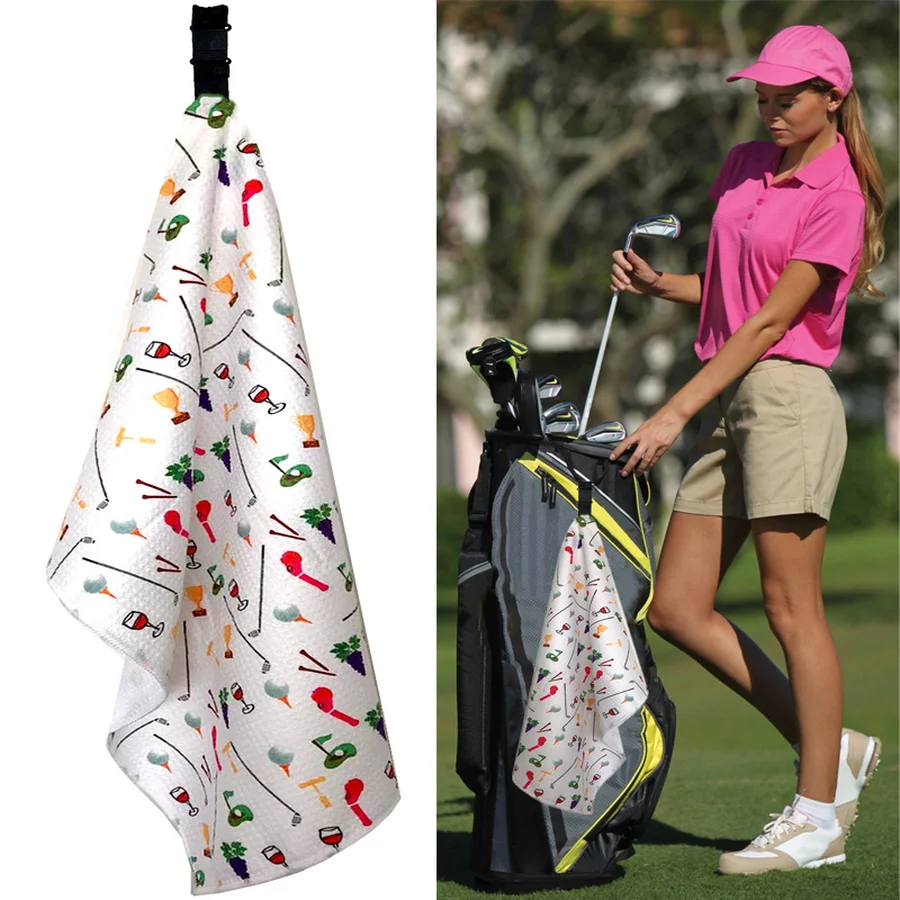 New Design Waffle Golf Towels for Golf Bags with Clip 42\