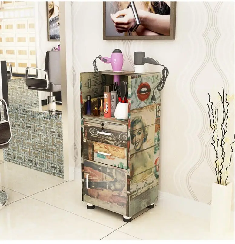 New hairdresser's Salon tool cabinet tool car hairdressing product display cabinet hairdressing cart wooden cabinet