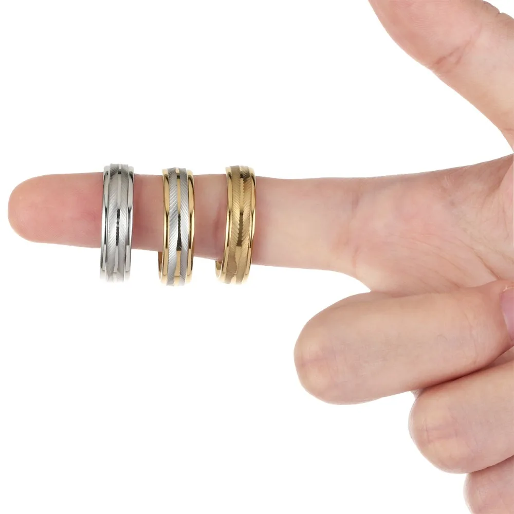 Herren 6mm geschnitzte Edelstahlringe Silber Farbe Fingerring Verlobung Eheringe Paar Liebhaber Schmuck Größe 6,5-11,5 – Detail 5