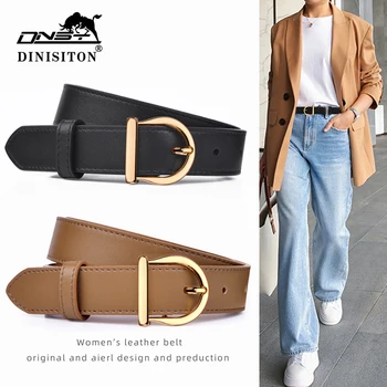 DINISITON femmes ceinture en cuir véritable dames ceintures fines mode marque de luxe de haute qualité femme jean coupe-vent ceinture