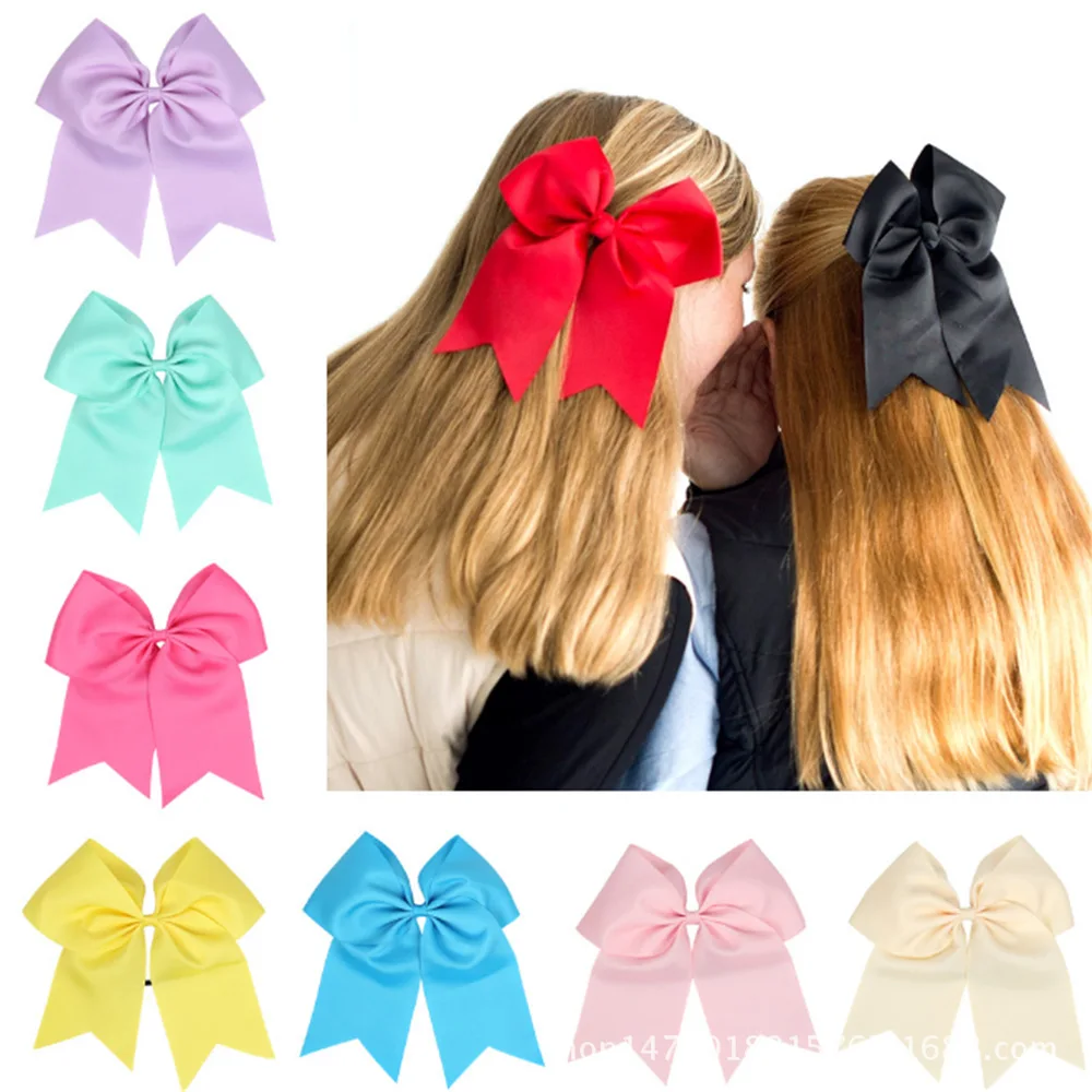 18*19 CM Lovely Dovetail Ribbon Bowknot Baby Hair Rope Solid Color Handmade Bows Elastic Hairband Ponytail Headwear Kids Gifts