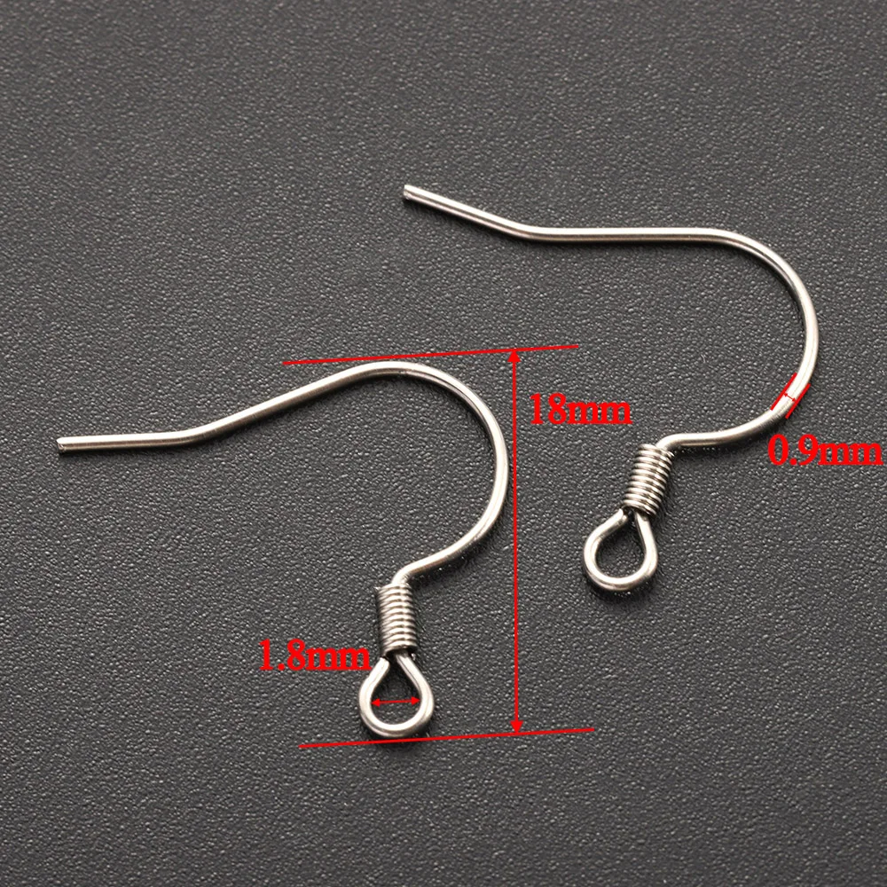 100pcs Nickel Free Earring Hooks Stainless Steel Clasp 18mm Earring Wires for DIY Accessories for Wholesale Craft Jewelry Making