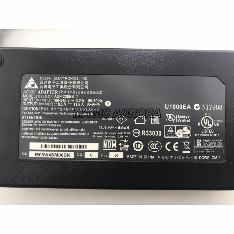 Original For MSI GT70 16F3 16F4 1762 Gaming Laptop Adapter Charger 19.5V 11.8A 230W ADP-230EB T ADP-230CB B Power Supply