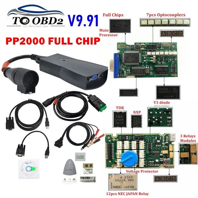 Full Chip LEXIA Diagbox V9.91 V9.68 V8.55 V7.83 with 921815C FW Lexia3 PP2000 V48/V25 Lexia-3 For Citroen/Peugeot diagnostic too