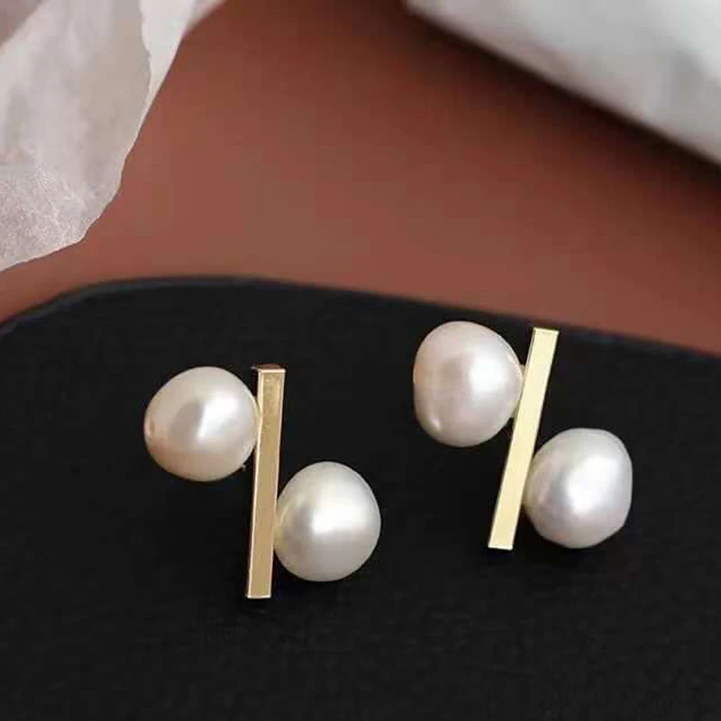 Women DIY Pearl Stud Earrings For 6-8mm Double Pearls Jewelry Making Components