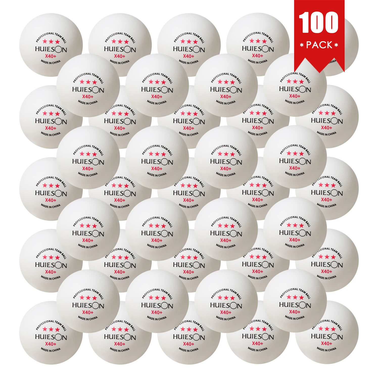 HuIESON Table Tennis Balls X40+3 Star ABS New Material Professional Team Ball 30/50/100 Pcs Ping Pong Balls 2.8g Training Balls