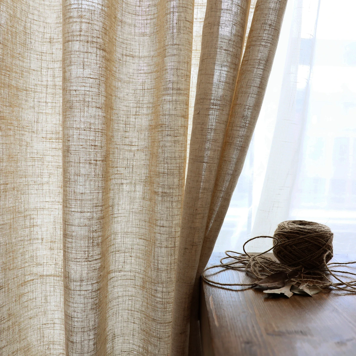 Japanese Linen Curtains tulle for Living Room Bedroom pure color cotton linen curtains tulle fabrics custom curtian size