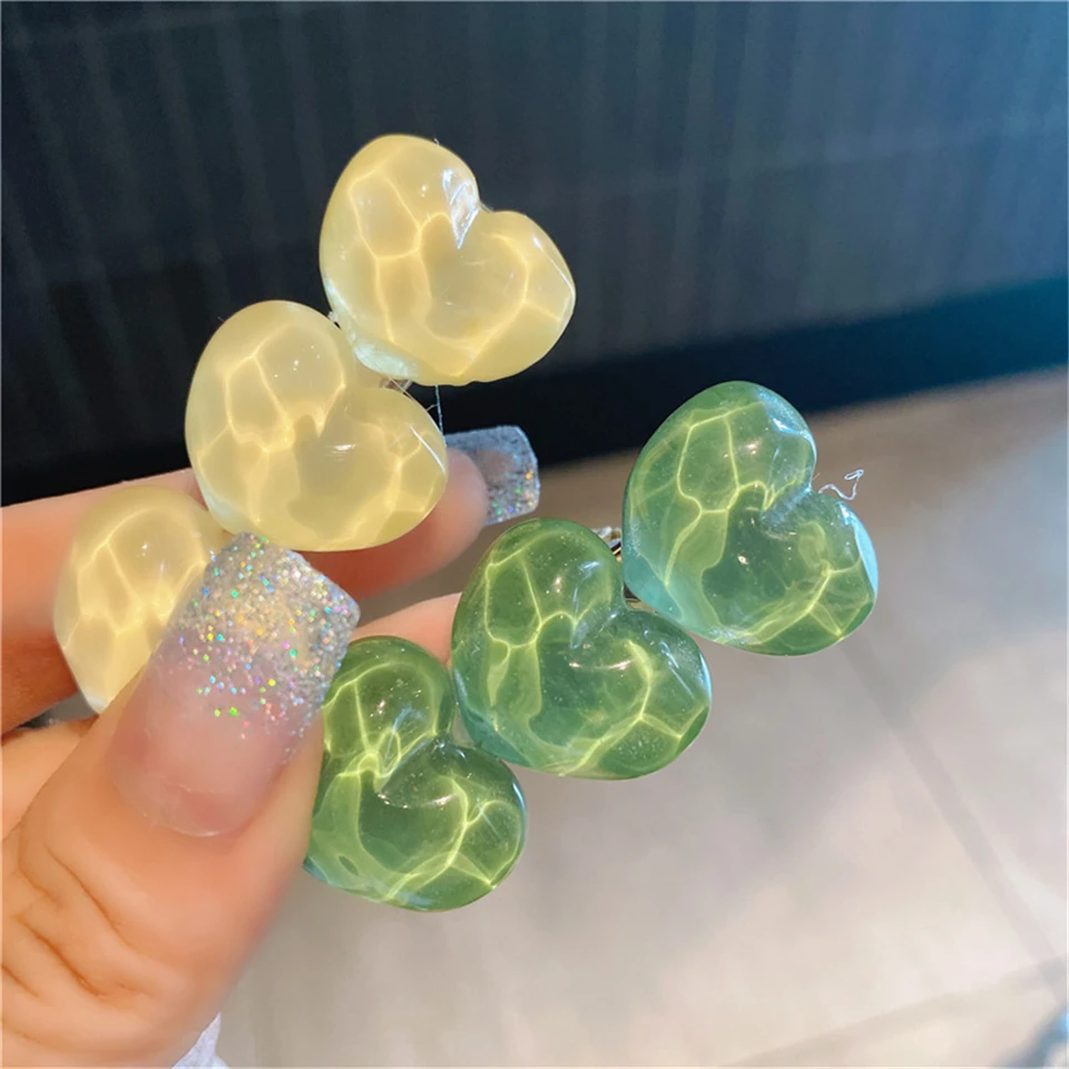 Summer Candy Color Heart Hair Clips Barrettes Sweet Transparent Jelly Hairpin Women Girls Cute Handmade Hairgrips Acccessories