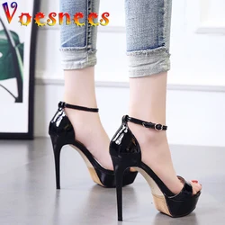 New Summer Platform Sandals Buckle Strap Thin Heel Sandals Sexy Pole Dancing Super High Heels Shoes Peep Toe Fashion Women Shoes