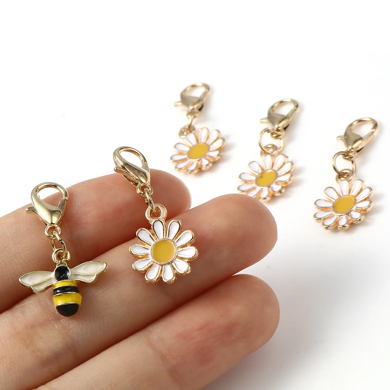 1Set Daisy Flower Enamel Knitting Stitch Markers Zinc Alloy Flower Pendant Multicolor For Knitting Tools DIY Findings