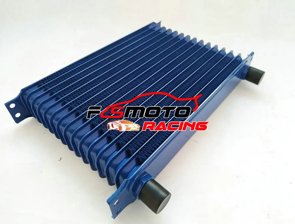 262mm Blue Aluminum Universal 15 Row Engine Transmission AN10 10-AN Mocal Style Oil Cooler OR WTIH  7