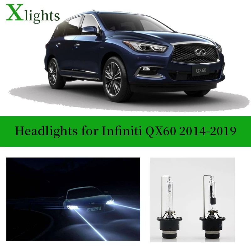 

Xlights для Infiniti QX60 2014 2015 2016 2017 2018 ксеноновая лампа фара Лампа 12 В комплект HID фары ближнего света автомобильные аксессуары bi-xenon lenses