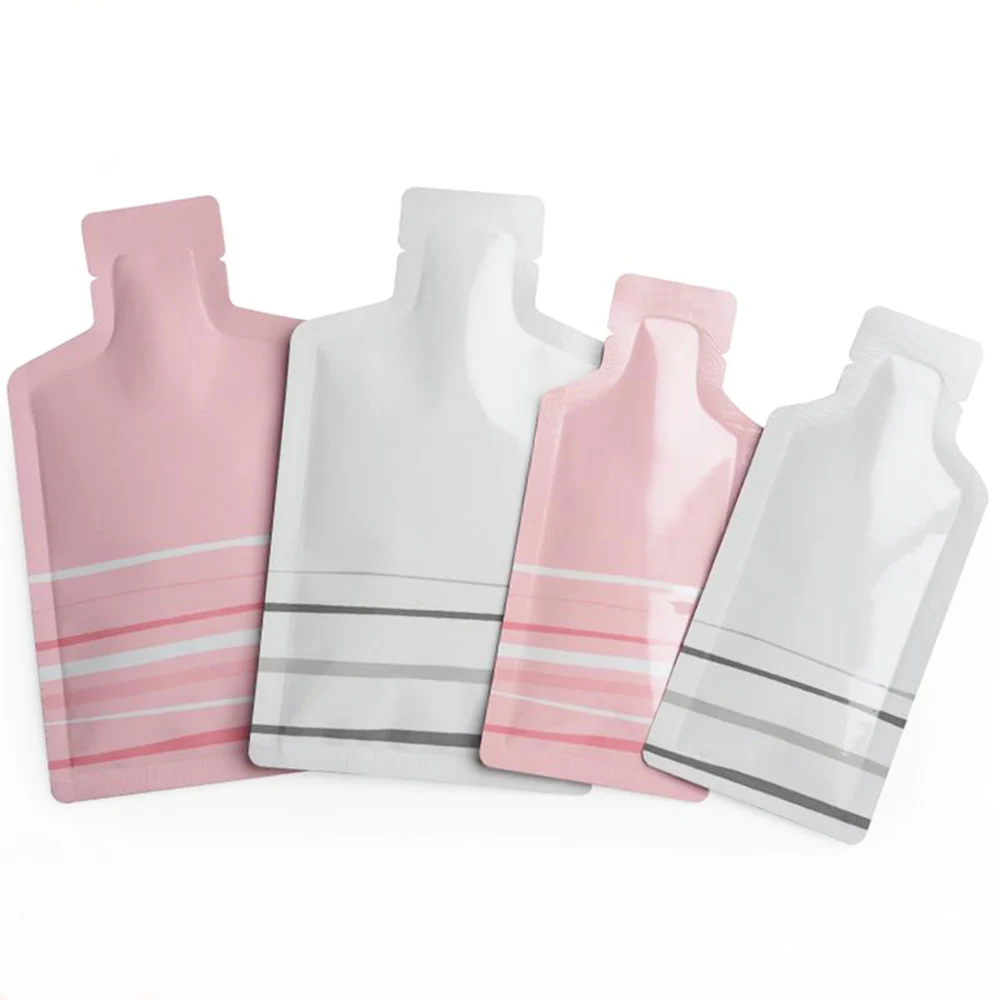 

Pink/White Bottle Shape Pure Aluminum Foil Bag Bottle Opened Pure Metal Mylar Food Bag for Liquid Powder Vacuum Storage Bags