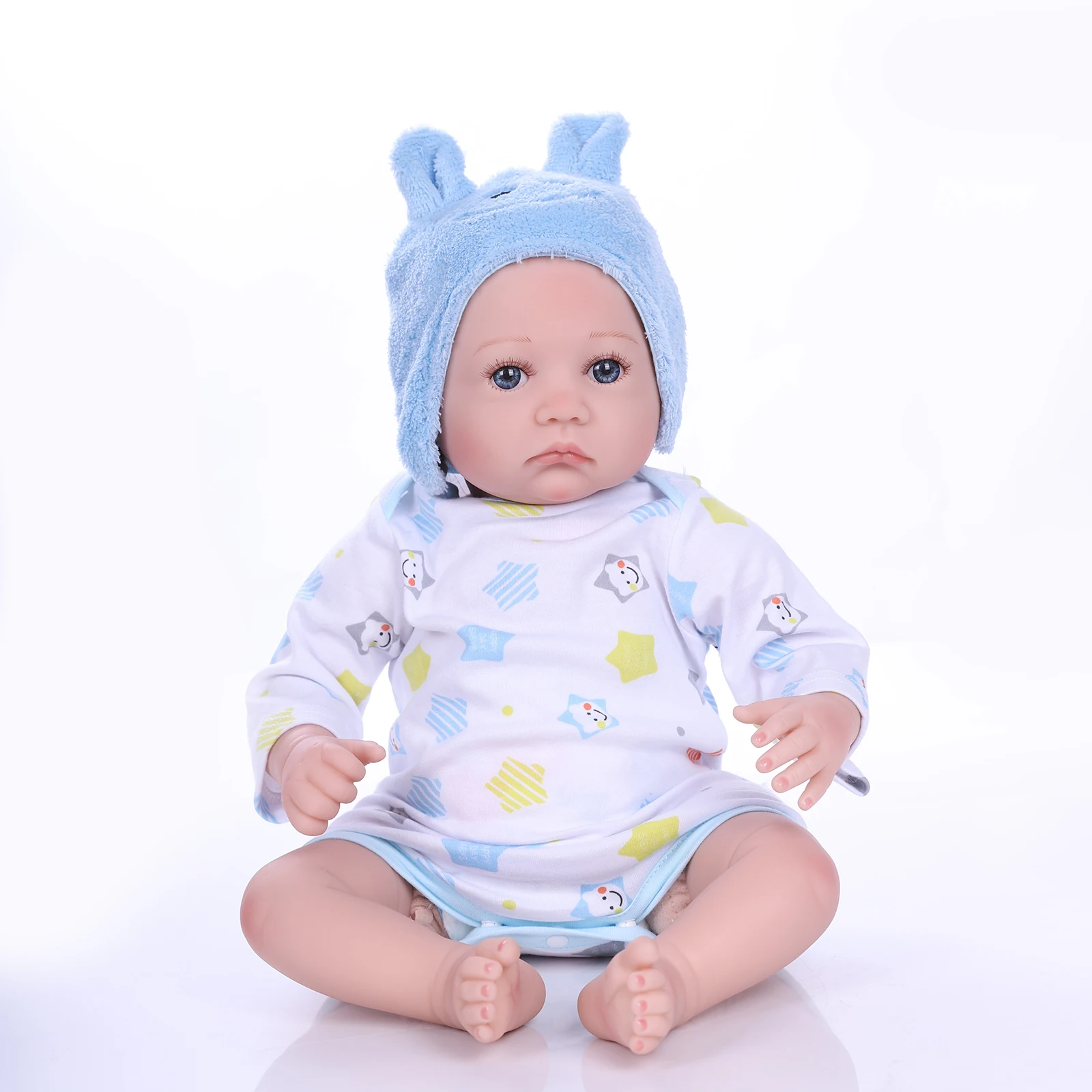 

22 Inch 55 Cm Realistic Soft Silicone Vinyl Reborn Doll Boy Simulation Real Open Eyes Baby Kids Toy Birthday Gift
