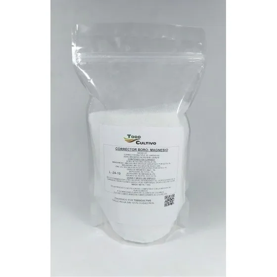 Foliar boron magnesium nitrogen microns concealer, 1 Kg container, the most effective fertilizer for brotation-flowering in olive and in crops where boron deficiency is significant for