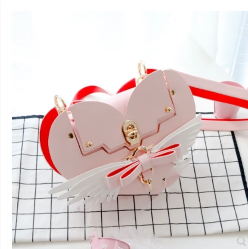 

lolita love bag Harajuku bag female oblique wings student portable cute small bag cute Japanese vintage cute bowknot love