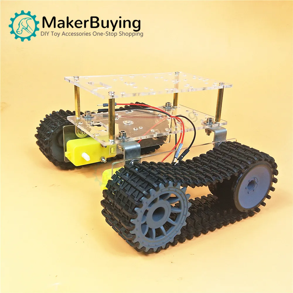 Double layer economical robot tank chassis acrylic TT motor 3-9v tracked car intelligent car chassis