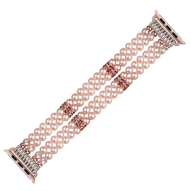 Luxury Women Pearl Jewelry Smart Watch Band Replacement Bands For Smart Watch Compatible For 38mm/40mm/42mm/44mm смарт часы m26 plus smart watch 44mm pink