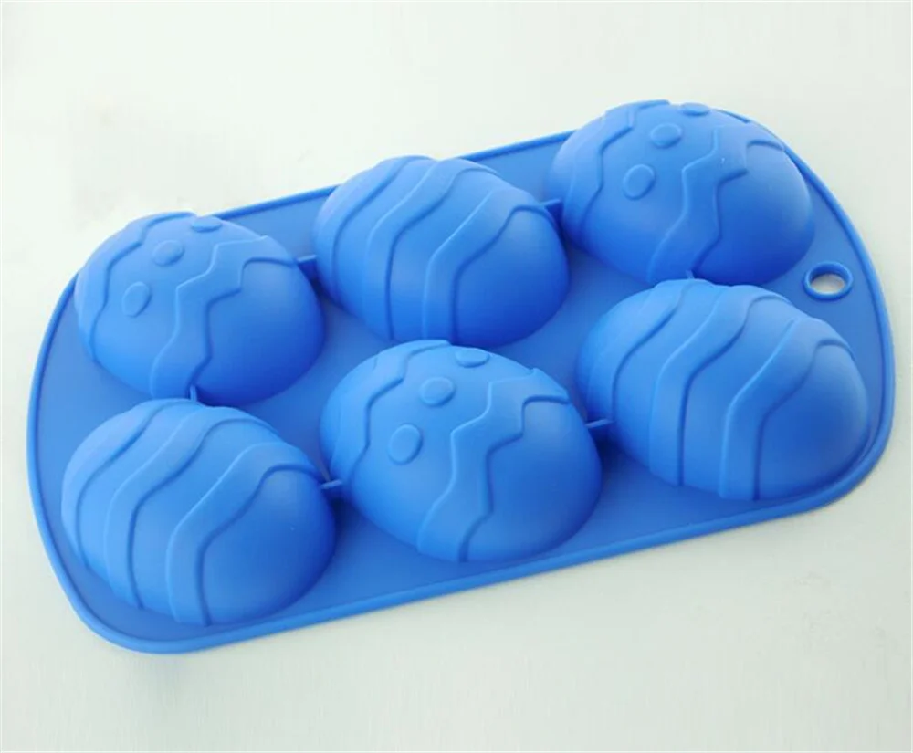 

Hot 100pcs/lot 6 Cavity Easter Egg Shape Baking Tray Silicone Mold Dessert Silicone Cake Chocolate Baking Molds