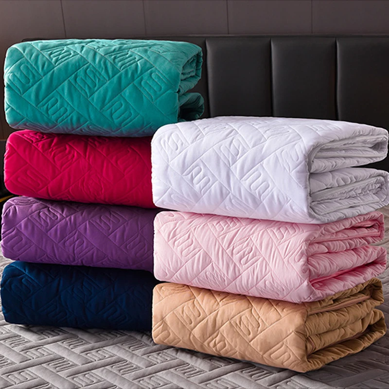 Luxury Quilted Mattress Cover with Zipper Queen Twin Bed Fitted Sheet Six Sides Removable Inclusive Mattress Protector Pad