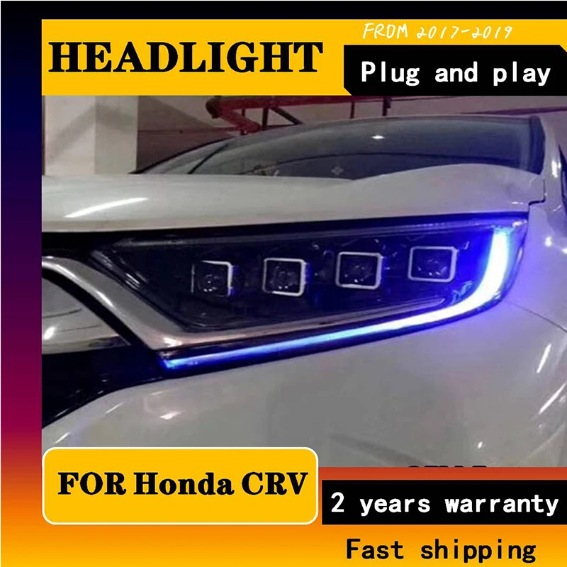 

Стайлинг автомобиля для Honda CR-V 2017-2019, фары, все светодиодные фары DRL, биксеноновый луч, передний фонарь, двухсветодиодные линзы, динамический указатель поворота