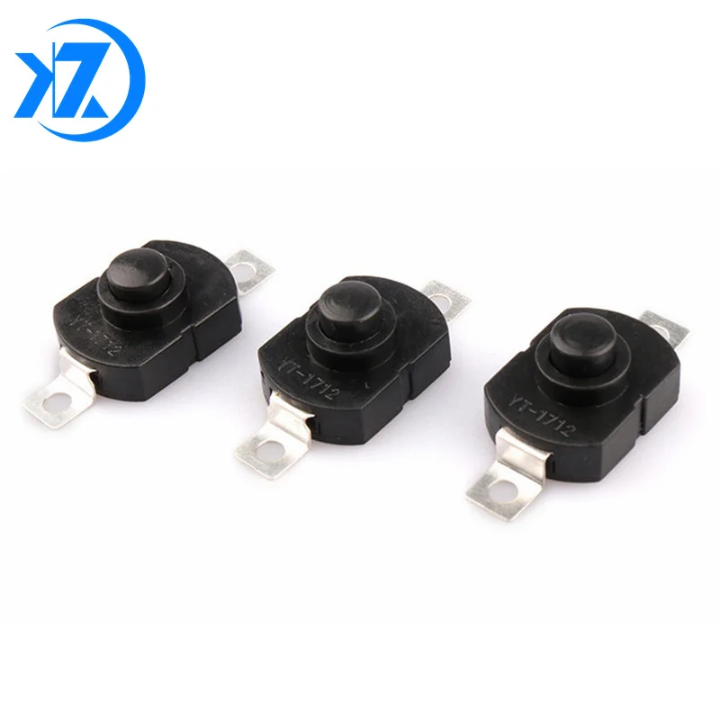 10pcs push button Switch 1712KD 30V 1A flashlight switch LOCK 17*12*9.5mm Table lamp switch flashlight button switch ON-OFF