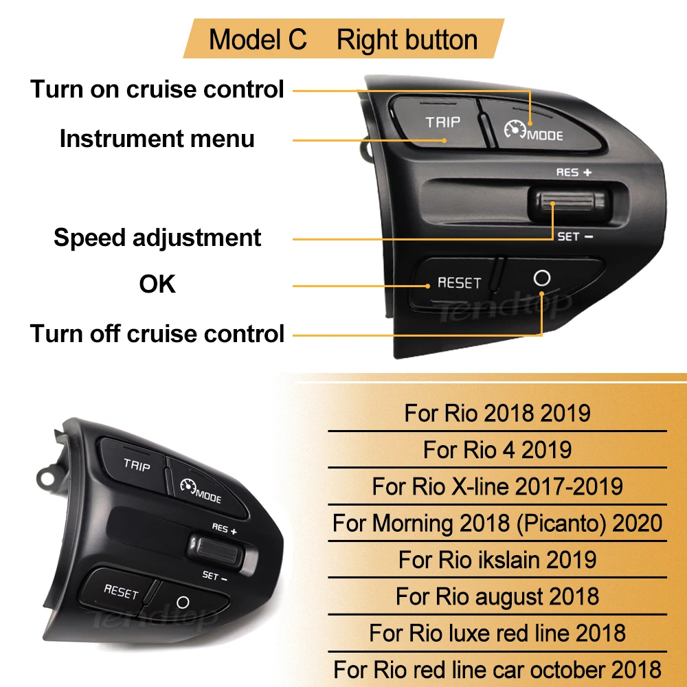 Multifunctional Steering Wheel Buttons For Kia RIO 2018-2021 X-LINE K2 RIO 4 Cruise Control Remote Volume Bluetooth Car Switches