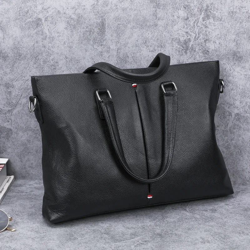 2024 New Fashion Genuine Leather Men Briefcase Natural skin Business Bag Laptop Bags Korean Style Male Shoulder Messenger Bags