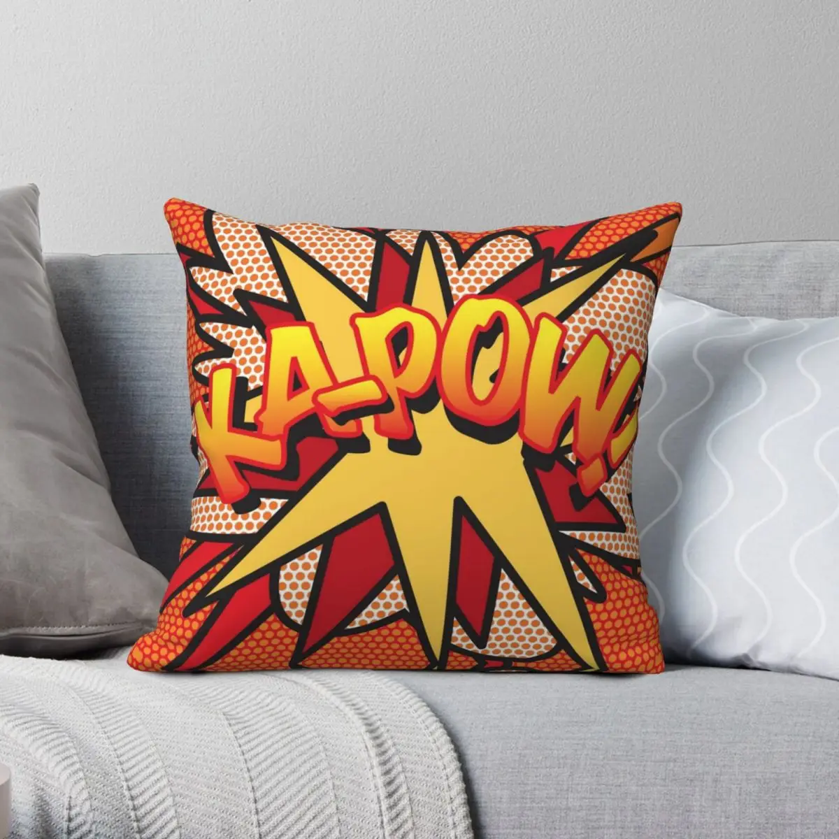 

KA-POW Comic Book Pop Art Cool Square Pillowcase Polyester Linen Velvet Pattern Zip Decor Sofa Cushion Cover