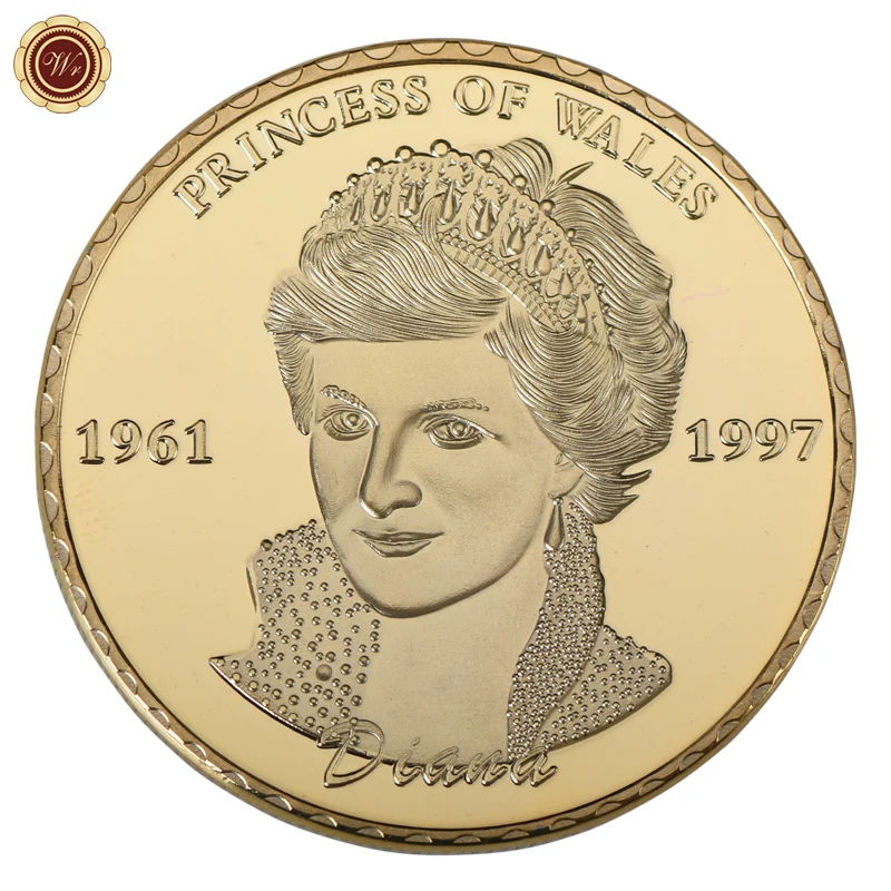 10 stücke Diana Prinzessin von Wales Gold Überzogene Münzen Sammlerstücke mit Münze Halter Herausforderung Münze Souvenir Geschenk Set