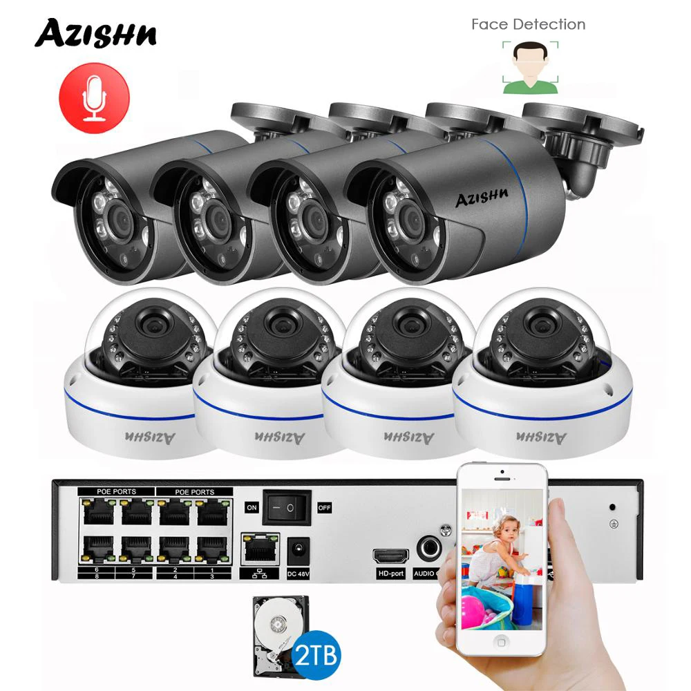 H.265+ 8CH 5MP POE NVR Kit Audio CCTV System 5MP 1/2.8