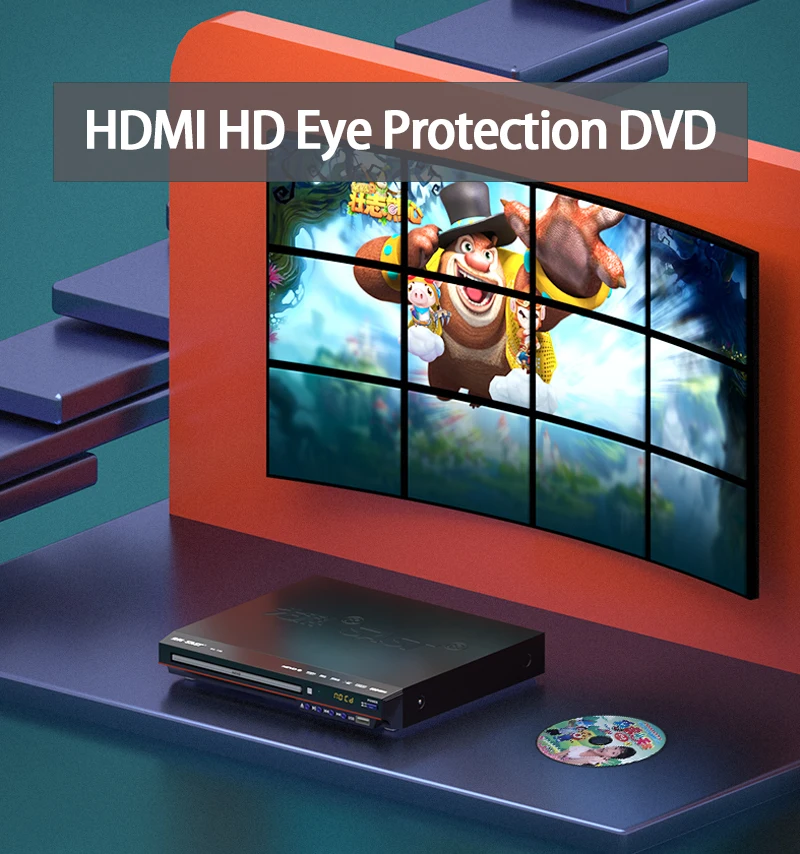 

KYYSLB SA-138 10W Home Eye Protection Tray Type DVD Player High-definition Evd Player Vcd Disc Cd Full Disc Playback Player