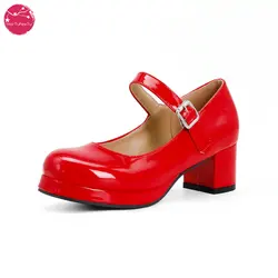 Bridal Wedding Large Size Sweet Lolita Girls Red Black Buckle Decoration Casual Mary Janes Platform Shoes Women Gothic Style