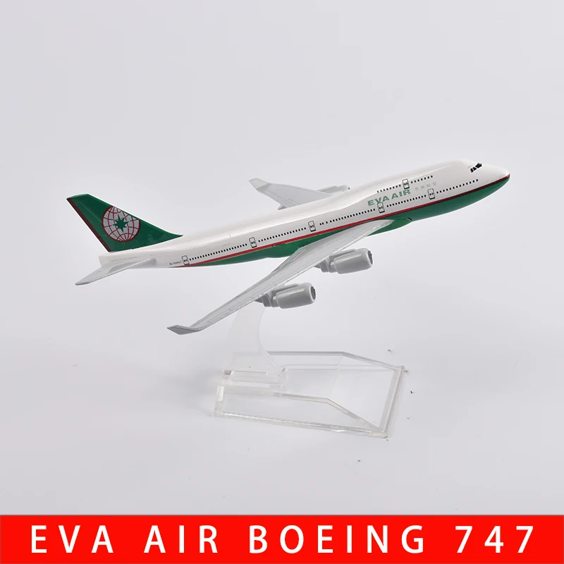 JASON TUTU 16cm EVA Air Boeing 747 Airplane Model Plane Model Aircraft Diecast Metal 1/400 Scale Planes Factory Wholesale Drop