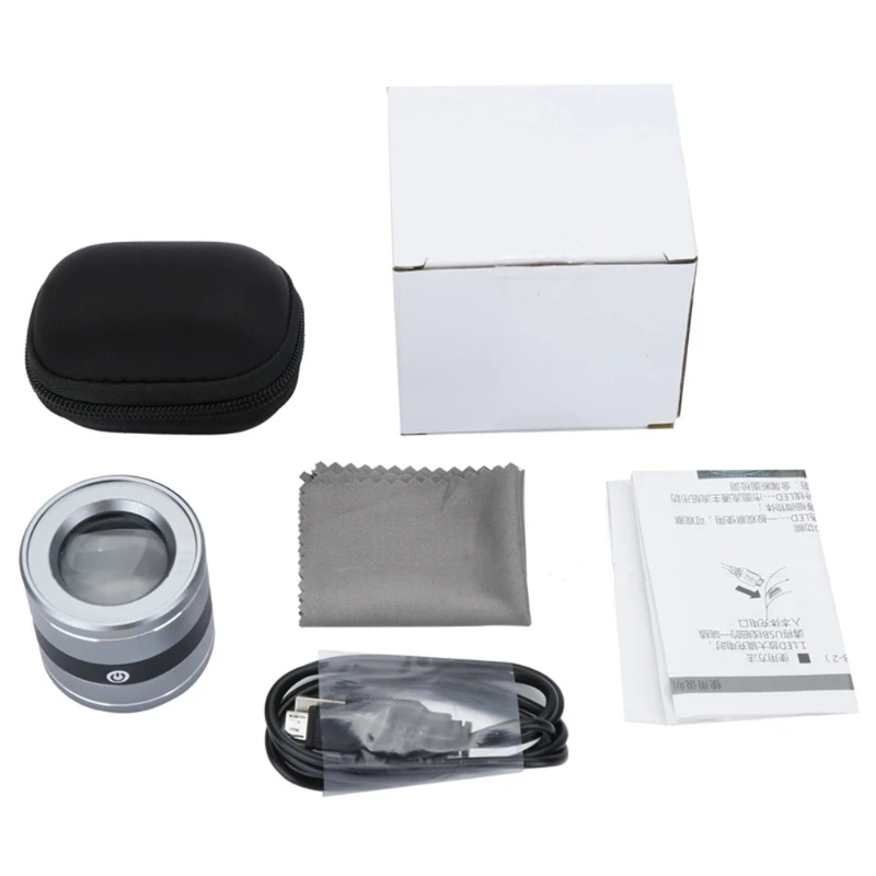 Imagem -04 - Lupa Metal com Escala Led 10x Lente Aumento com Carregamento Usb