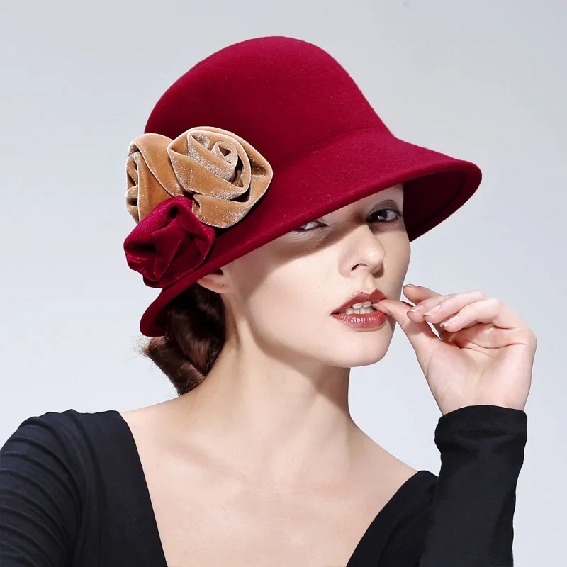 Winter Casual Wool Felt Bucket Hats For Women Chapeu Fedoras Female Cloche Church Hats  SDDW002