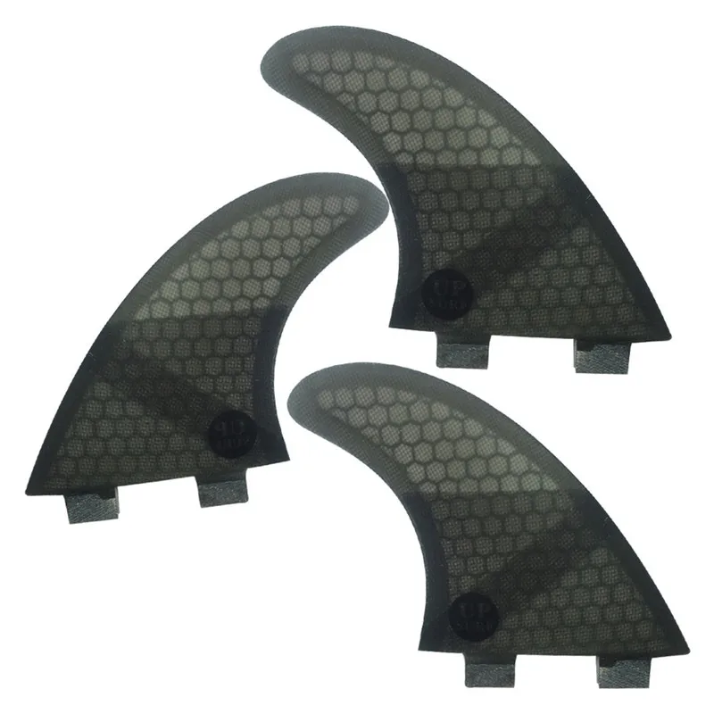 UPSURF Surfboard Double Tabs S/M/L/UK2.1 Fins Grey Color Honeycomb Fiberglass Surfboard Fin in Surfing