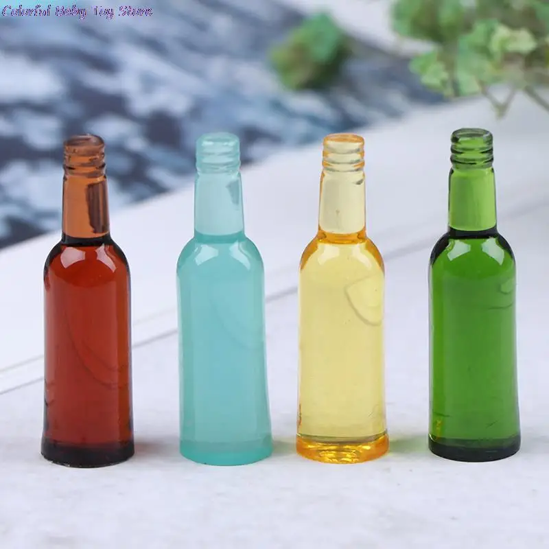 6Pcs 1:12 Dollhouse Miniature Toy Beer Wine Drink Bottle Doll Food Kitchen Living Room Accessories