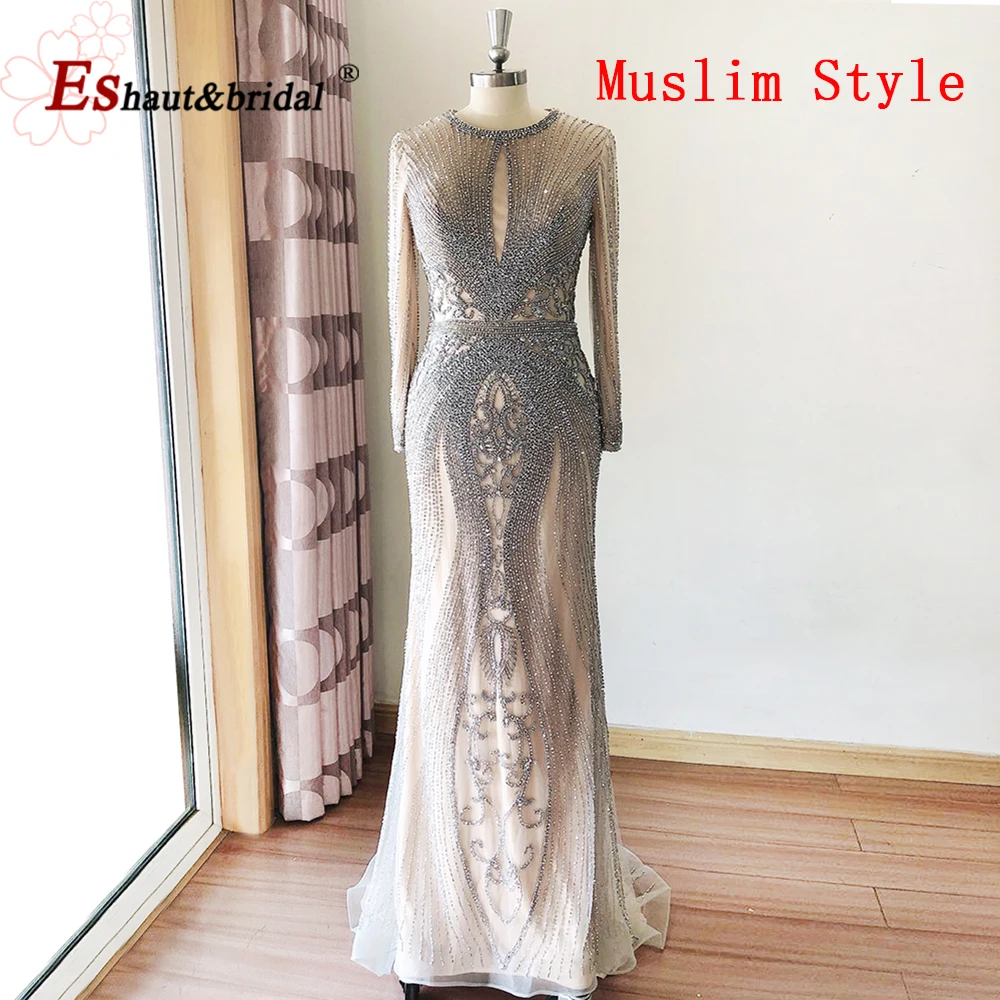 Eshault&bridal Elegant Crystal Wedding Evening Dresses 2026 O Neck Beads  Handmade Mermaid Long Formal Prom Party Gown Customized - AliExpress 320