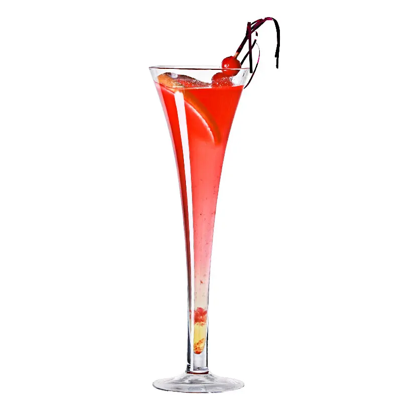 Elegant Champagne Trumpet Flute Martini Glass Elegantly Designed Hand Blown, Cocktail Glass