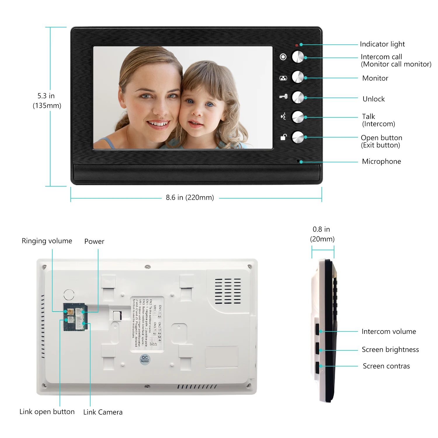 7 polegada de vídeo porteiro campainha sistema para a segurança em casa com 1 pçs ir câmera 1 pcs monitor tela vídeo porta kit telefone