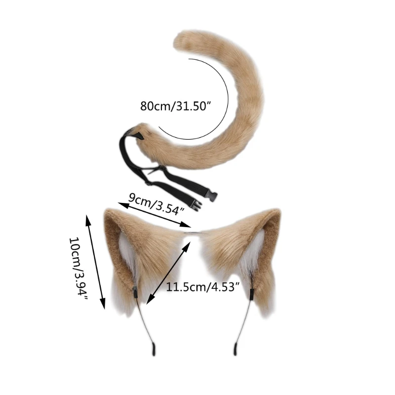 봉제 머리 후프 만화 고양이 귀 머리 장식 꼬리 세트 모피 헤어 밴드 귀여운 헤드 피스 애니메이션 멋진 드레스 코스프레 액세서리