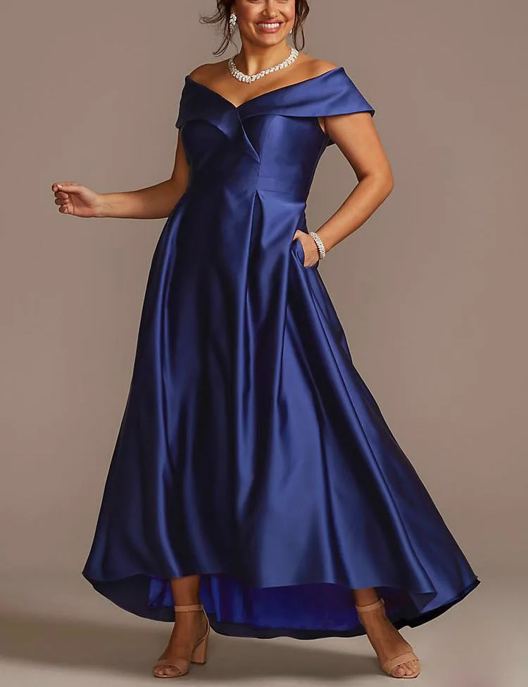 

Tailor Shop custom made dress mother groom mother of bride dresses brides mothers outfit navy blue off shoulder dinner dress