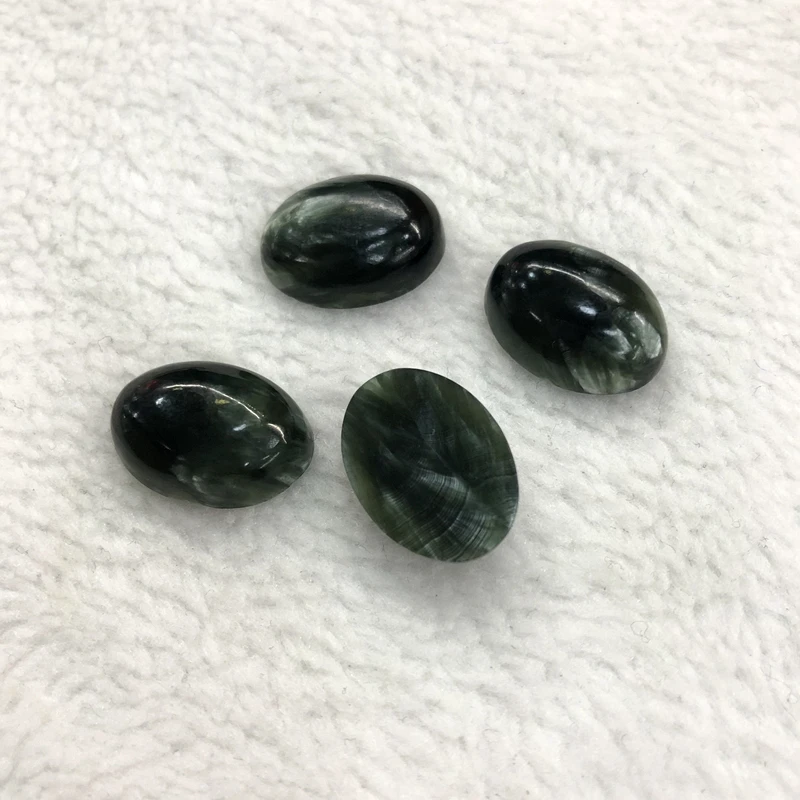 5ps/lot Natural Seraphinite Bead cabochon,8x10mm 10x14mm 12x16mm 13x18mm 15x20mm 22x30mm Oval clinochlore Gem Cabochon Ring Face